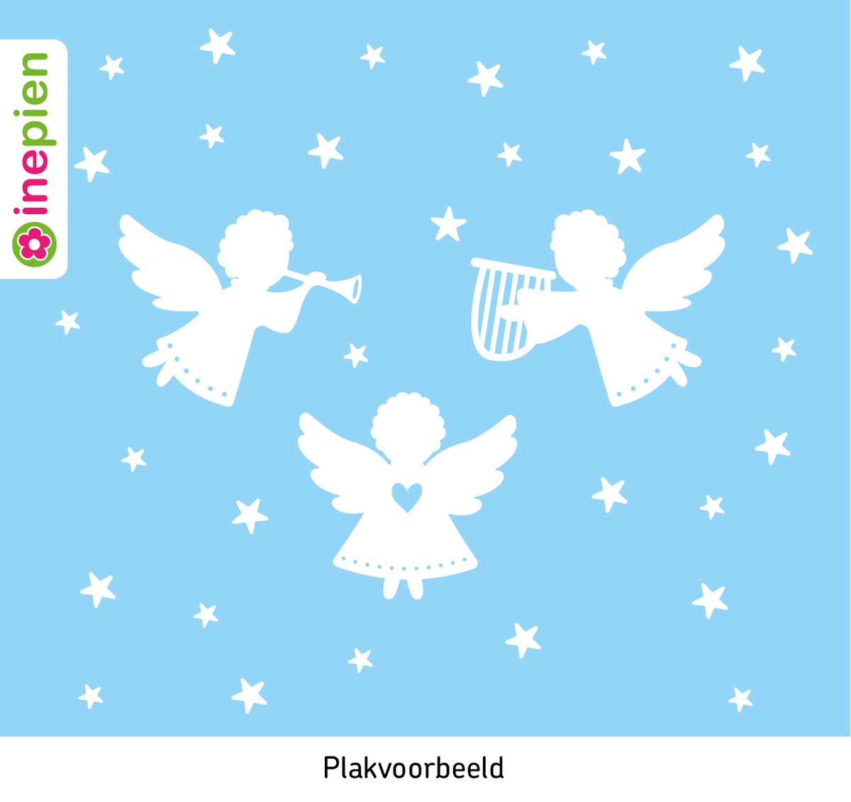 Inepien | herbruikbare raamsticker | Kerstmis | engel | wit